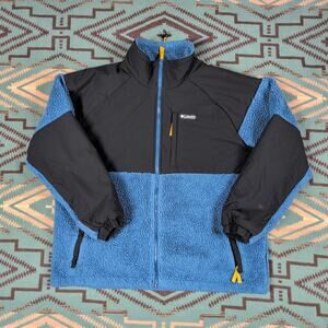 Columbia Ballistic Ridge Mens XL Full Zip Jacket Black Blue Sherpa Fleece